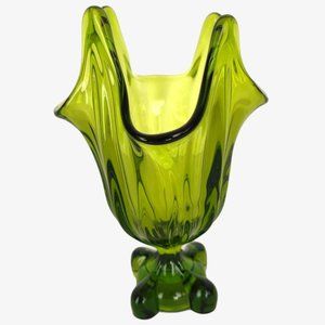 Vintage MCM 8" Green Viking EPIC Swung Glass Handk